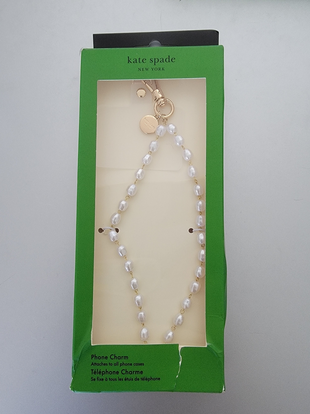 kate spade Pearl and Gold Phone Charm Bracelet